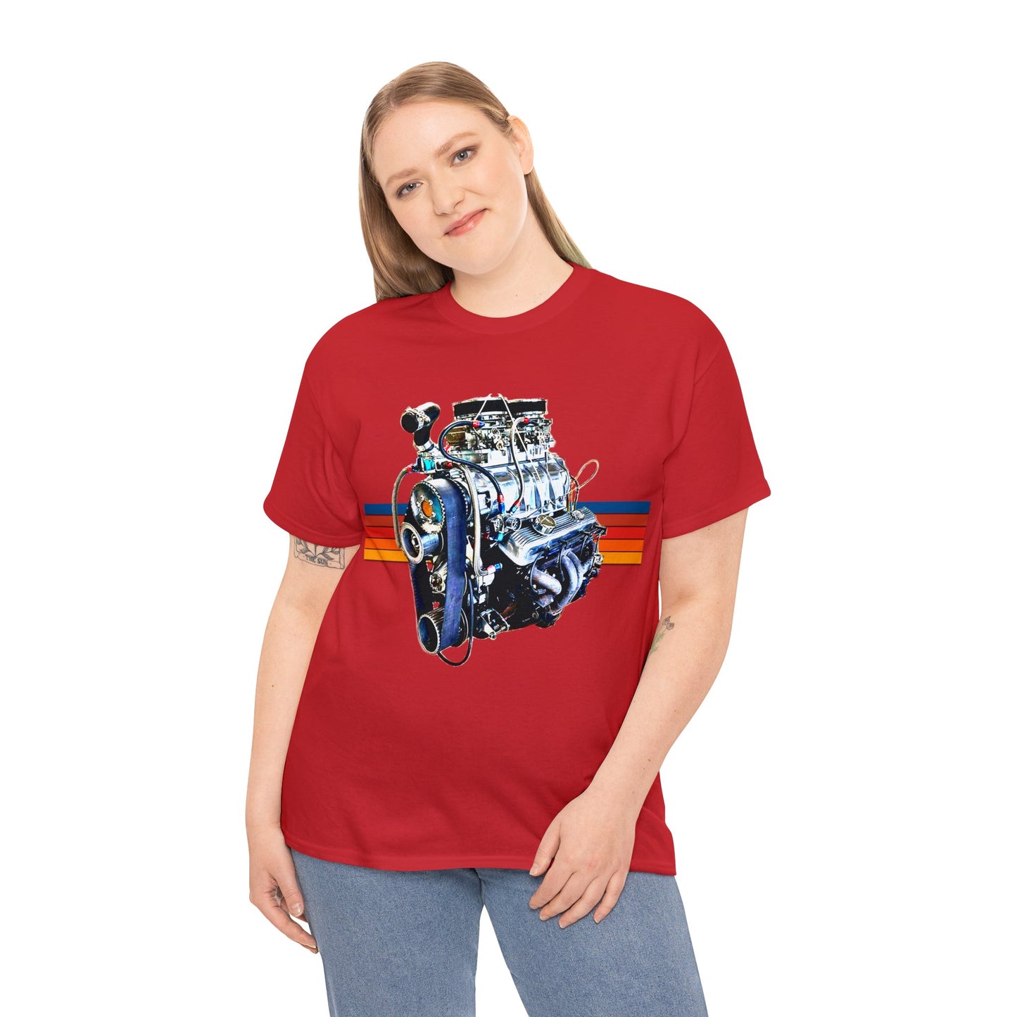 350 Small Block Engine, American Muscle Car Engine Heavy Cotton Tee