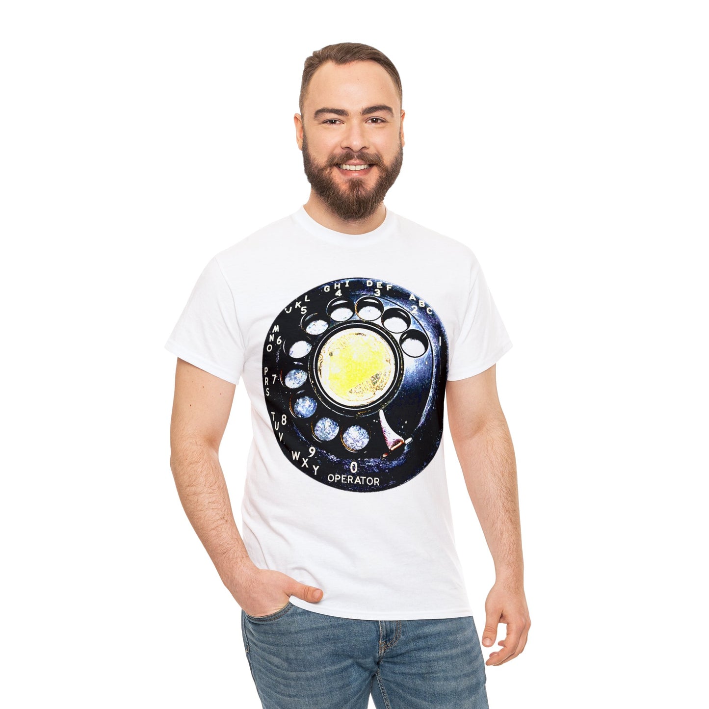Vintage Retro Rotary Antique Telephone Phone Heavy Cotton Tee