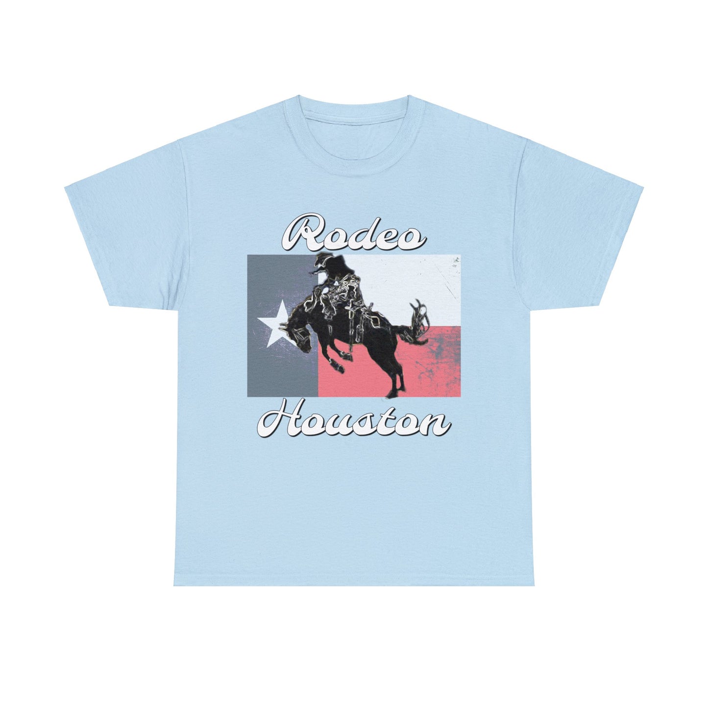 Vintage Rodeo Houston Texas Flag Bronc Buster Heavy Cotton Tee