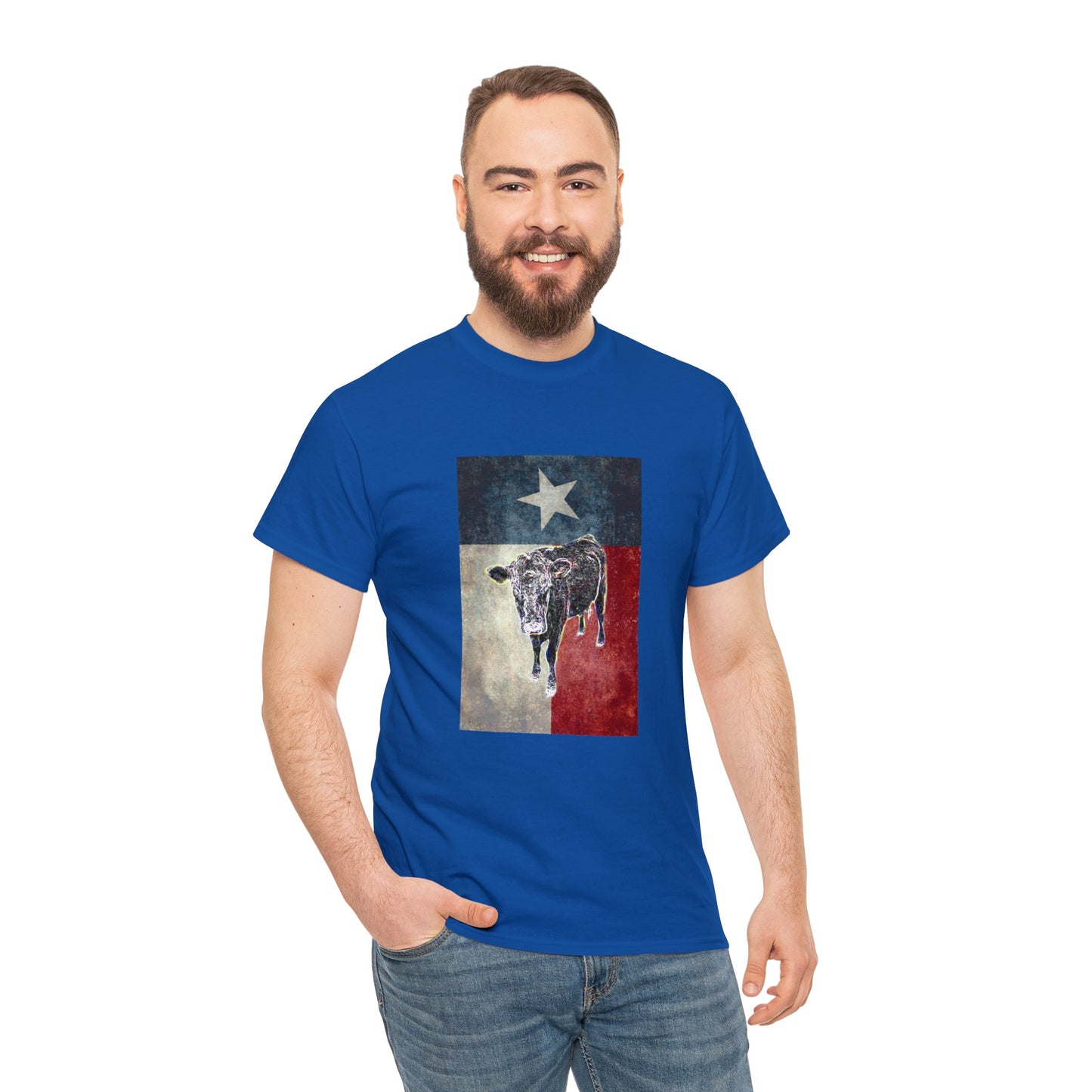 Vintage Retro Cow on the Farm Heavy Cotton Tee