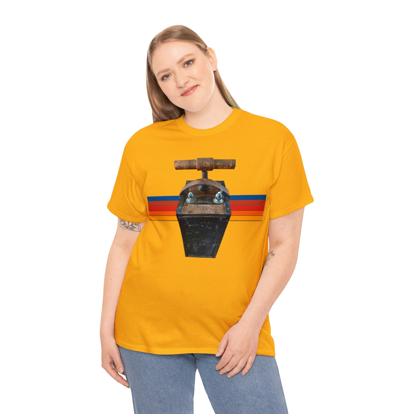 Vintage Mining Plunger Dynamite Detonator, Retro Miners Explosive Device Heavy Cotton Tee