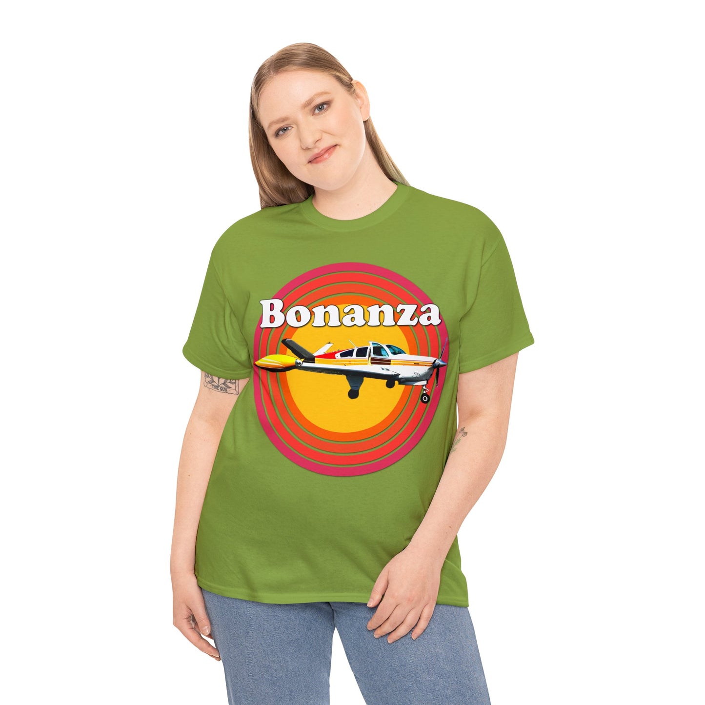 Vintage Bonanza Airplane, 1970s Private Airplane, Turbo Prop Aircraft Heavy Cotton Tee