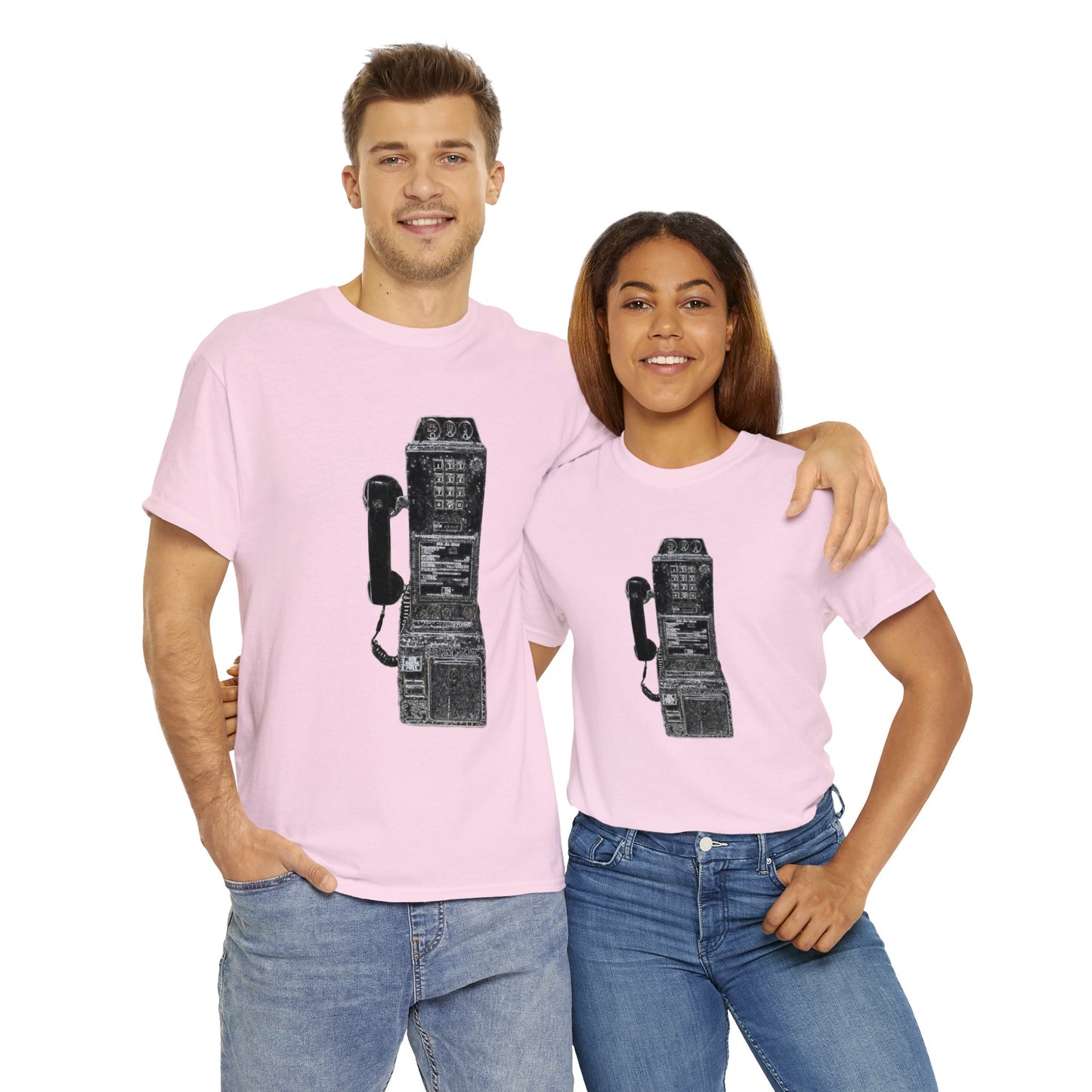 Vintage Retro Pay Phone Antique Telephone Phone Heavy Cotton Tee