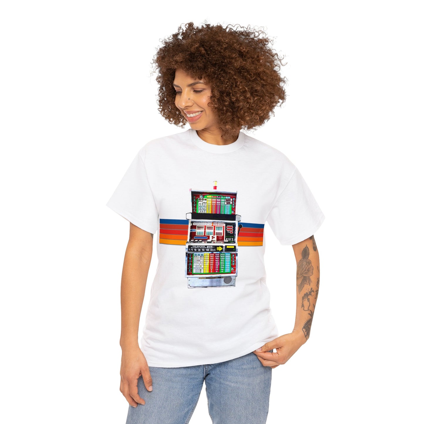 Vintage Slot Machine, Retro Slot Game Machine, Antique Casino Machine Heavy Cotton Tee