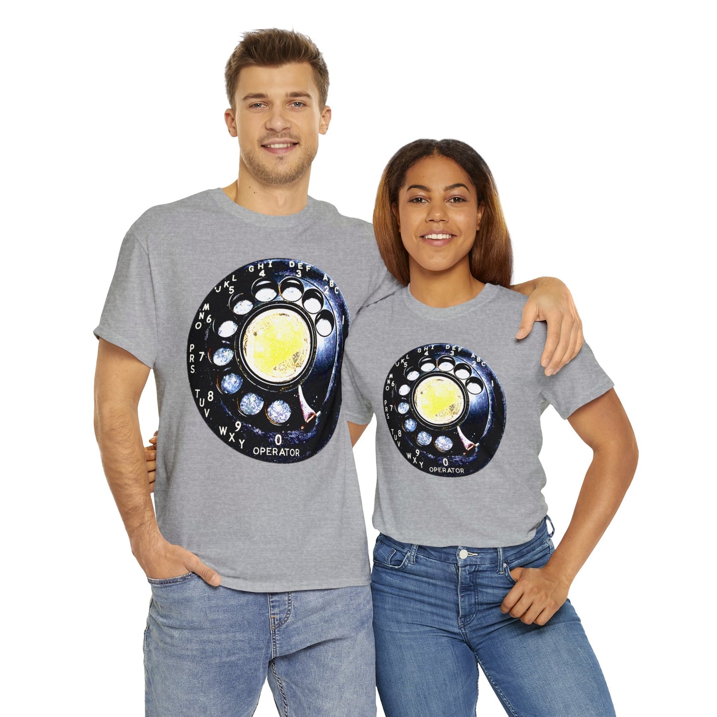 Vintage Retro Rotary Antique Telephone Phone Heavy Cotton Tee