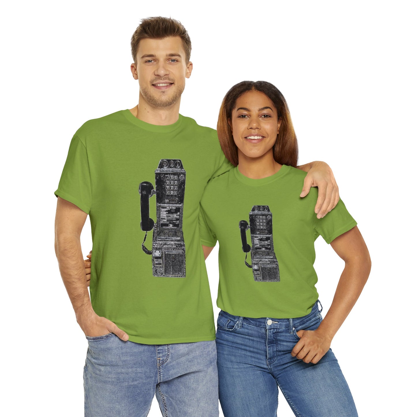 Vintage Retro Pay Phone Antique Telephone Phone Heavy Cotton Tee