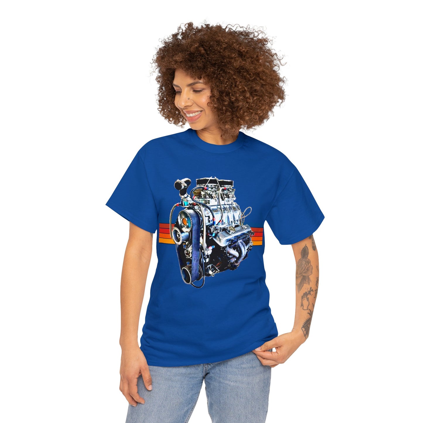 350 Small Block Engine, American Muscle Car Engine Heavy Cotton Tee