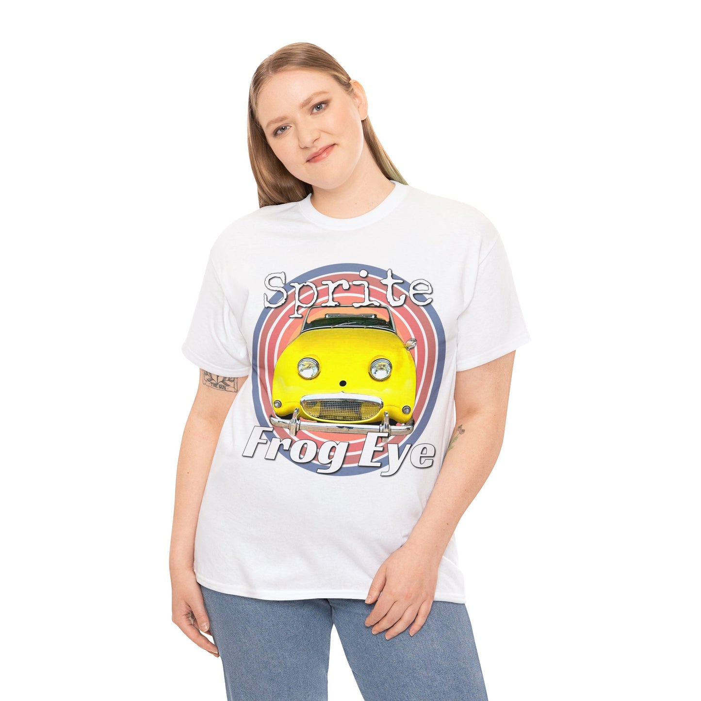 Vintage Retro Sprite Frog Eye Convertible Car Heavy Cotton Tee