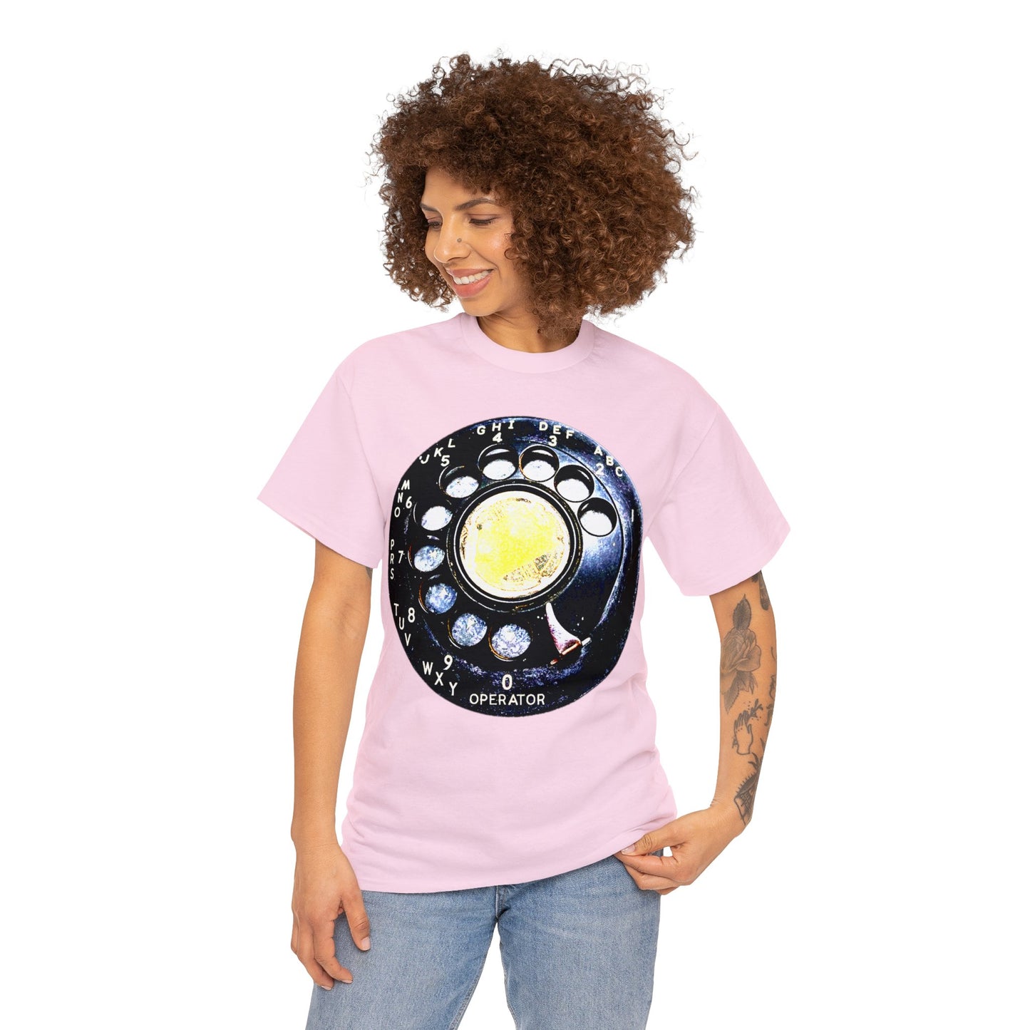 Vintage Retro Rotary Antique Telephone Phone Heavy Cotton Tee