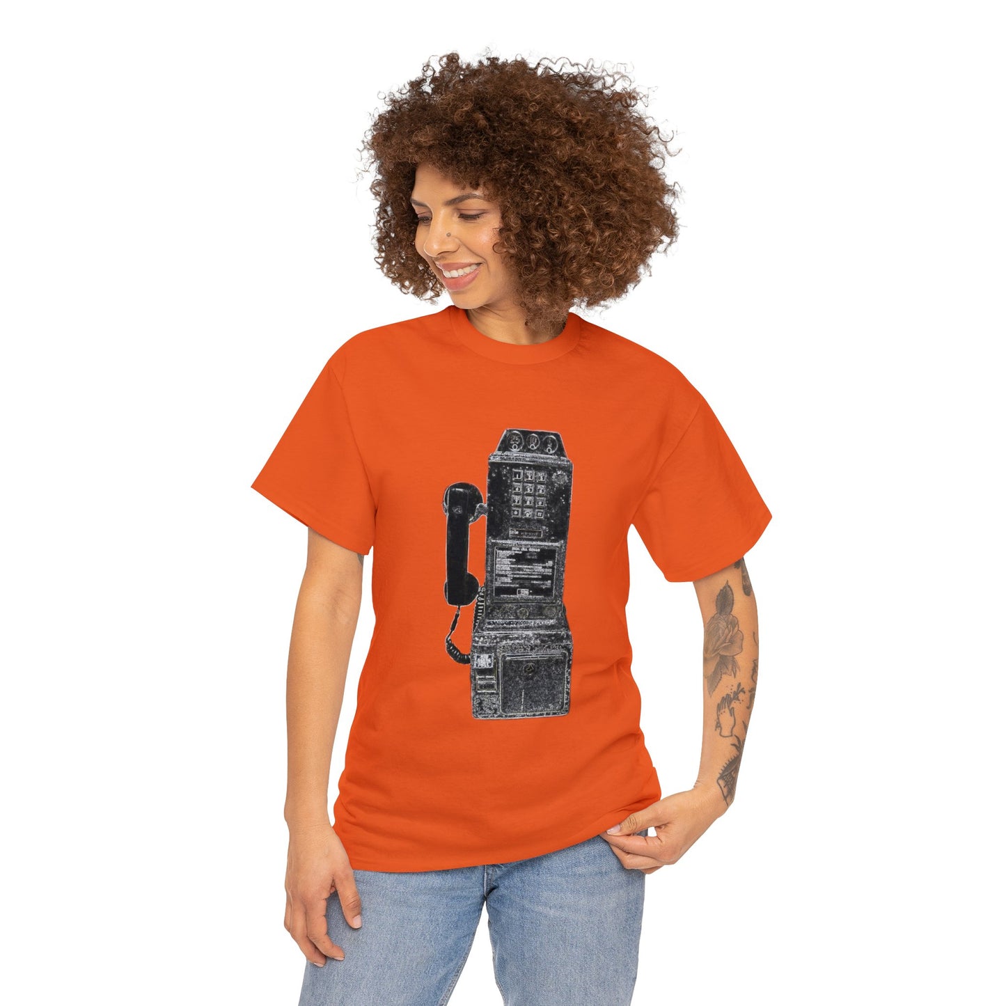 Vintage Retro Pay Phone Antique Telephone Phone Heavy Cotton Tee