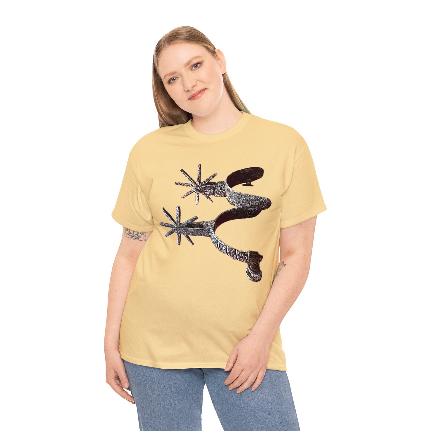 Vintage Retro Cowboy Cowgirl Boot Spurs Heavy Cotton Tee