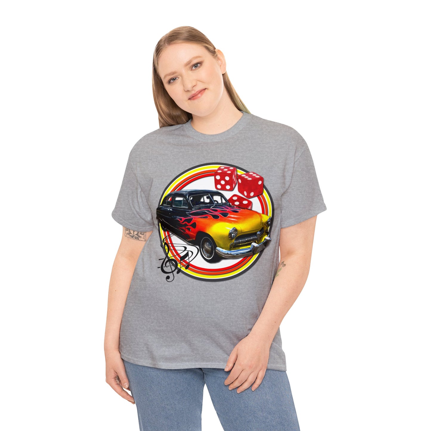 Mercury Eight 1949 Rockabilly Flame Hot Rod Car Heavy Cotton Tee