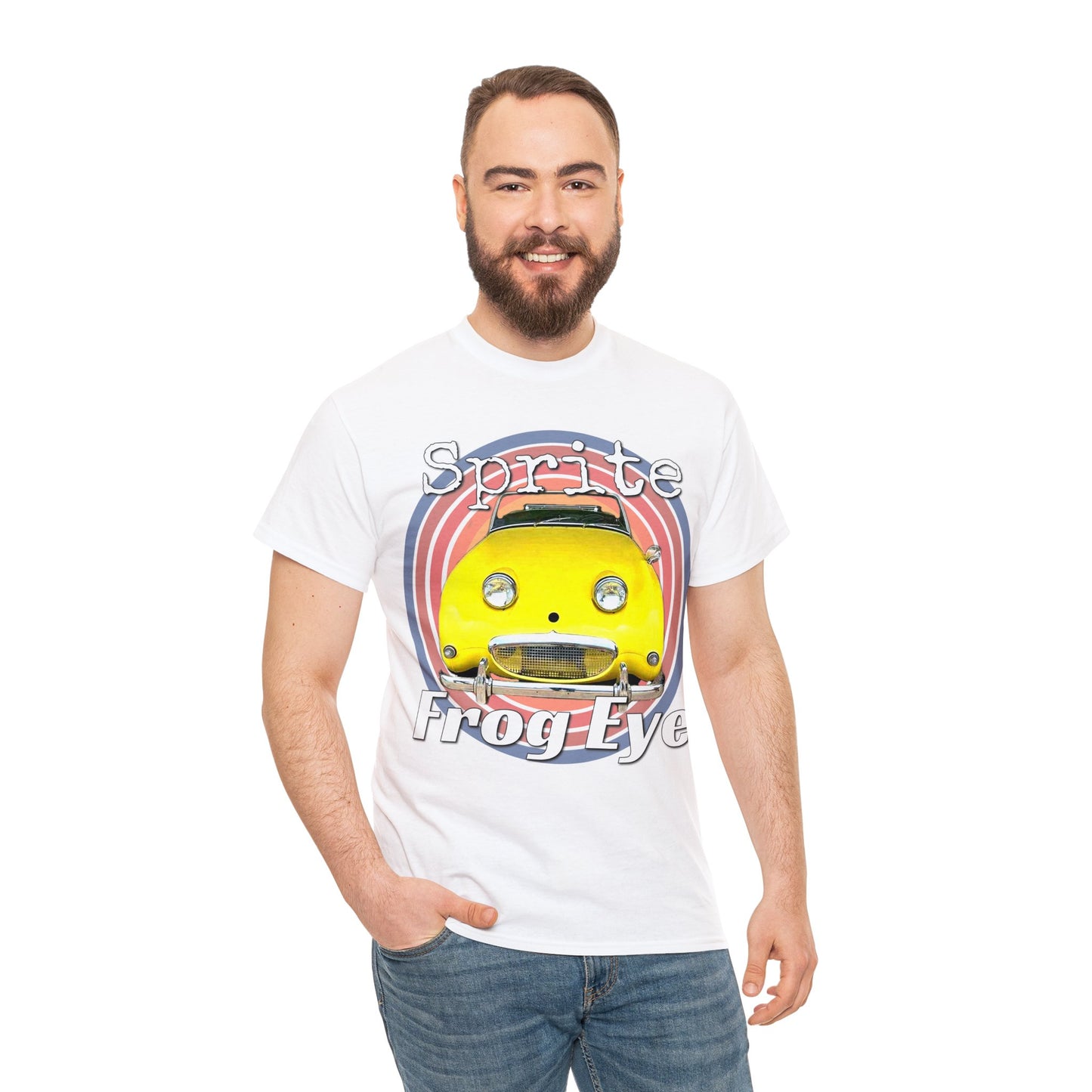 Vintage Retro Sprite Frog Eye Convertible Car Heavy Cotton Tee
