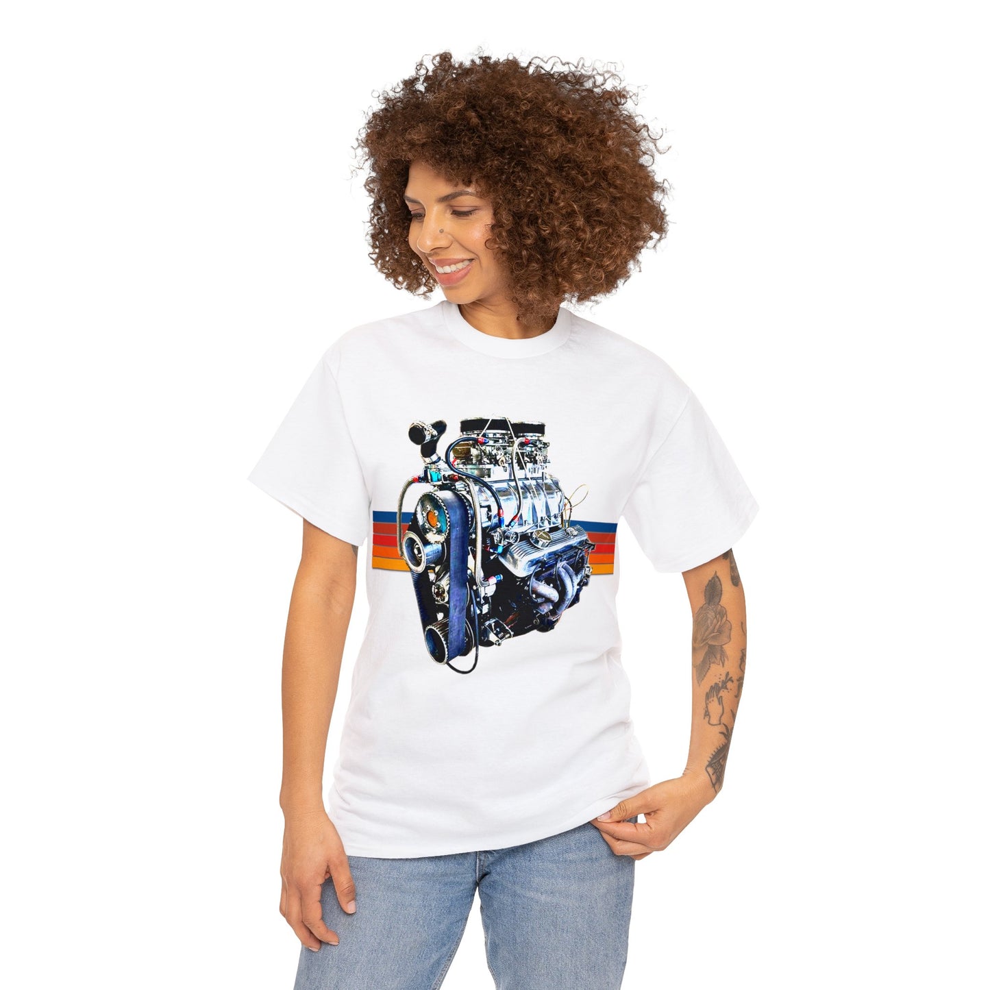 350 Small Block Engine, American Muscle Car Engine Heavy Cotton Tee