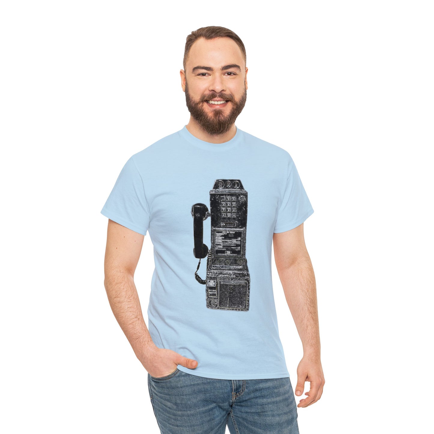 Vintage Retro Pay Phone Antique Telephone Phone Heavy Cotton Tee