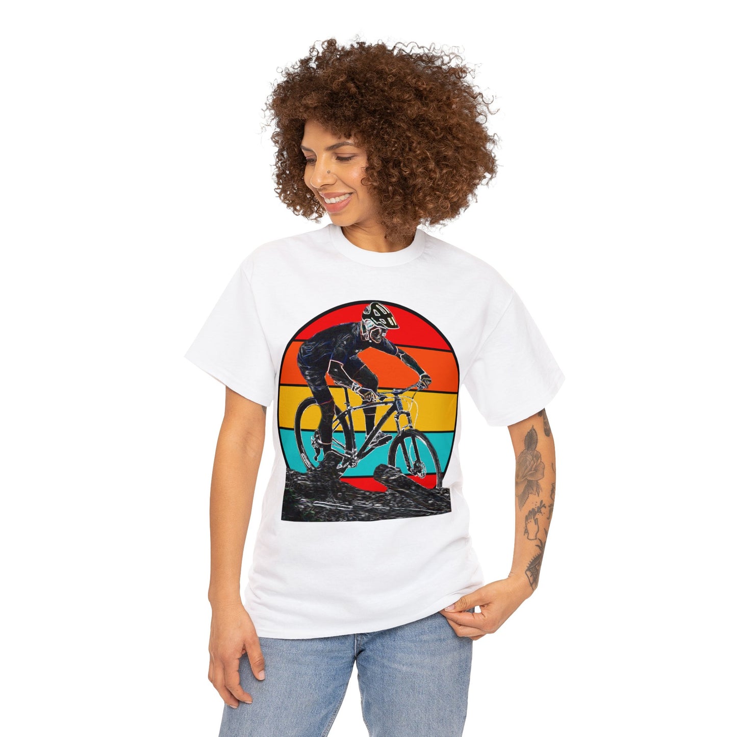 Mountain Bike, Mountain Biker, Hard Tail Mountain Bike Heavy Cotton Tee