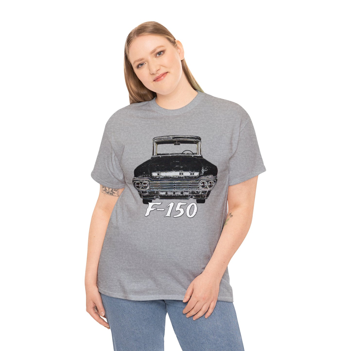 F 150 Truck, Vintage Pickup Truck, Retro Country Pick Up Truck Heavy Cotton Tee