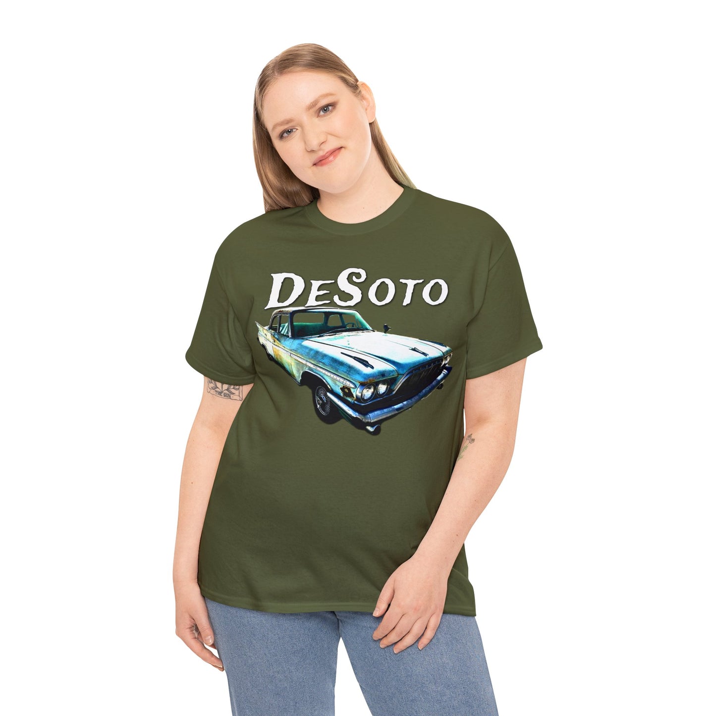 Vintage Desoto American Car, Vintage Antique Automobile Heavy Cotton Tee