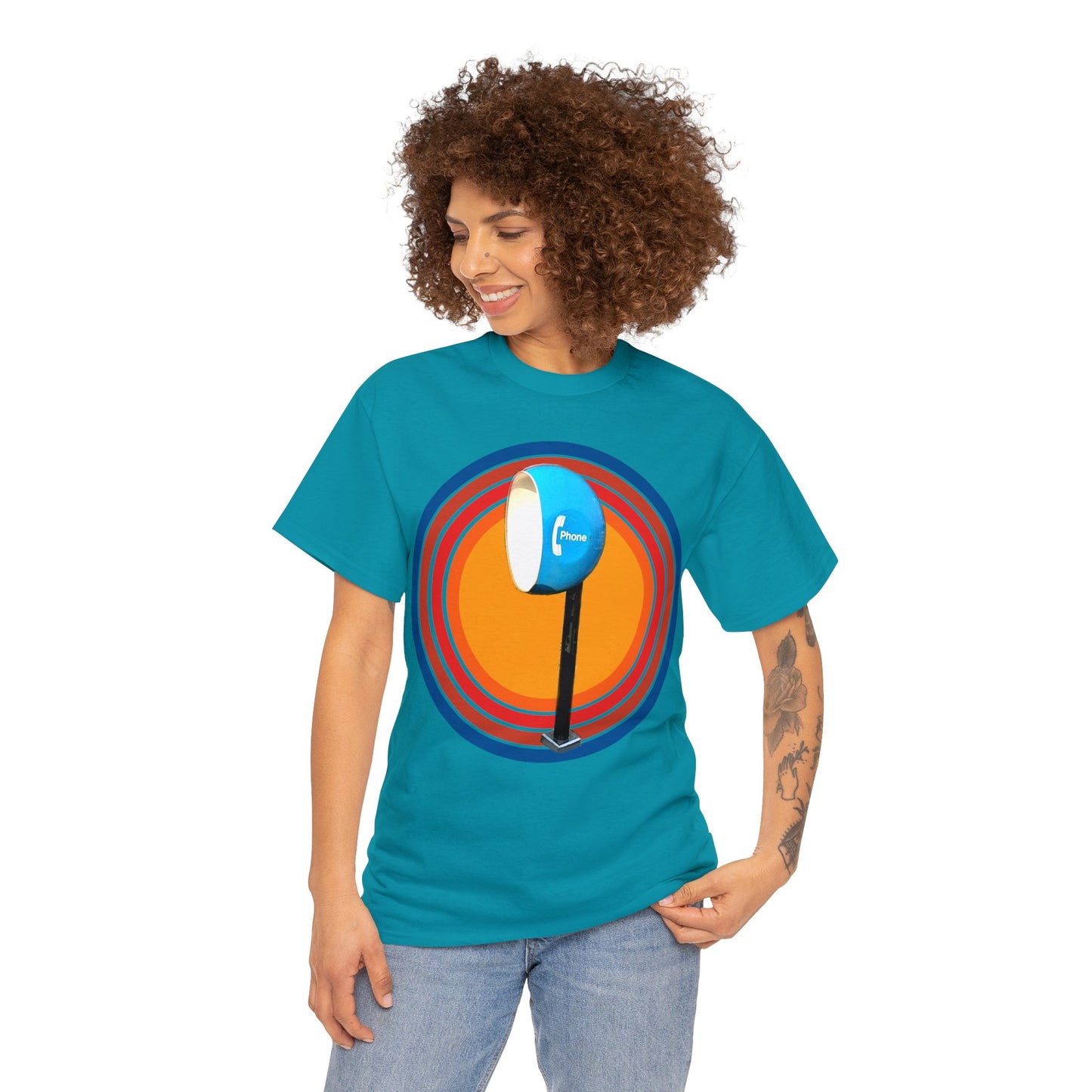 Vintage Egg Shaped Phone Booth, Retro Phone Booth Heavy Cotton Tee