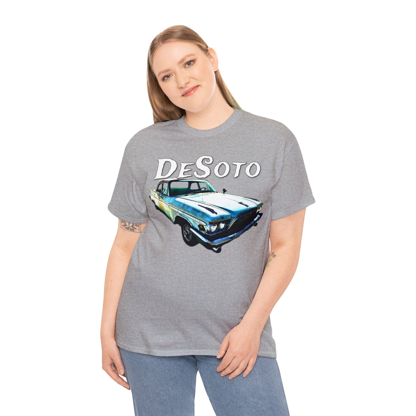 Vintage Desoto American Car, Vintage Antique Automobile Heavy Cotton Tee