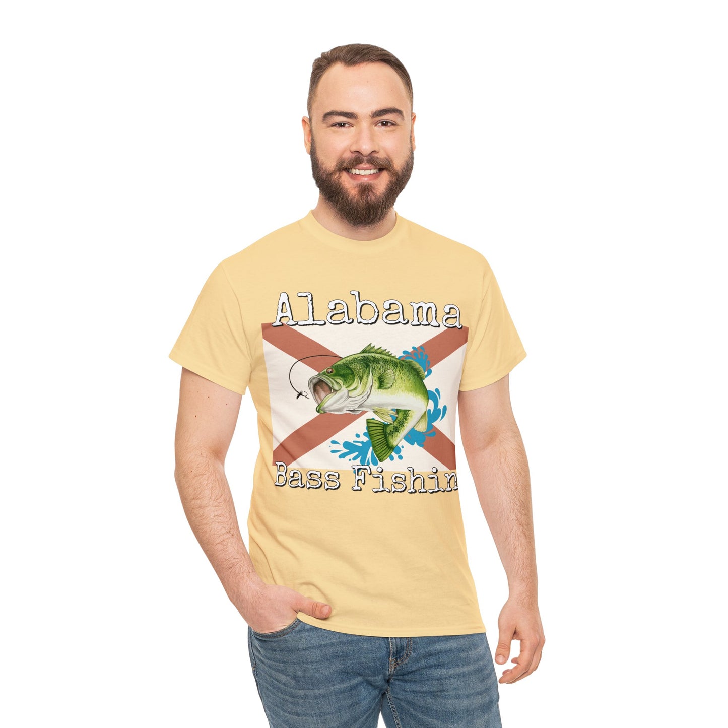 Vintage Retro Alabama Bass Fishing Heavy Cotton Tee