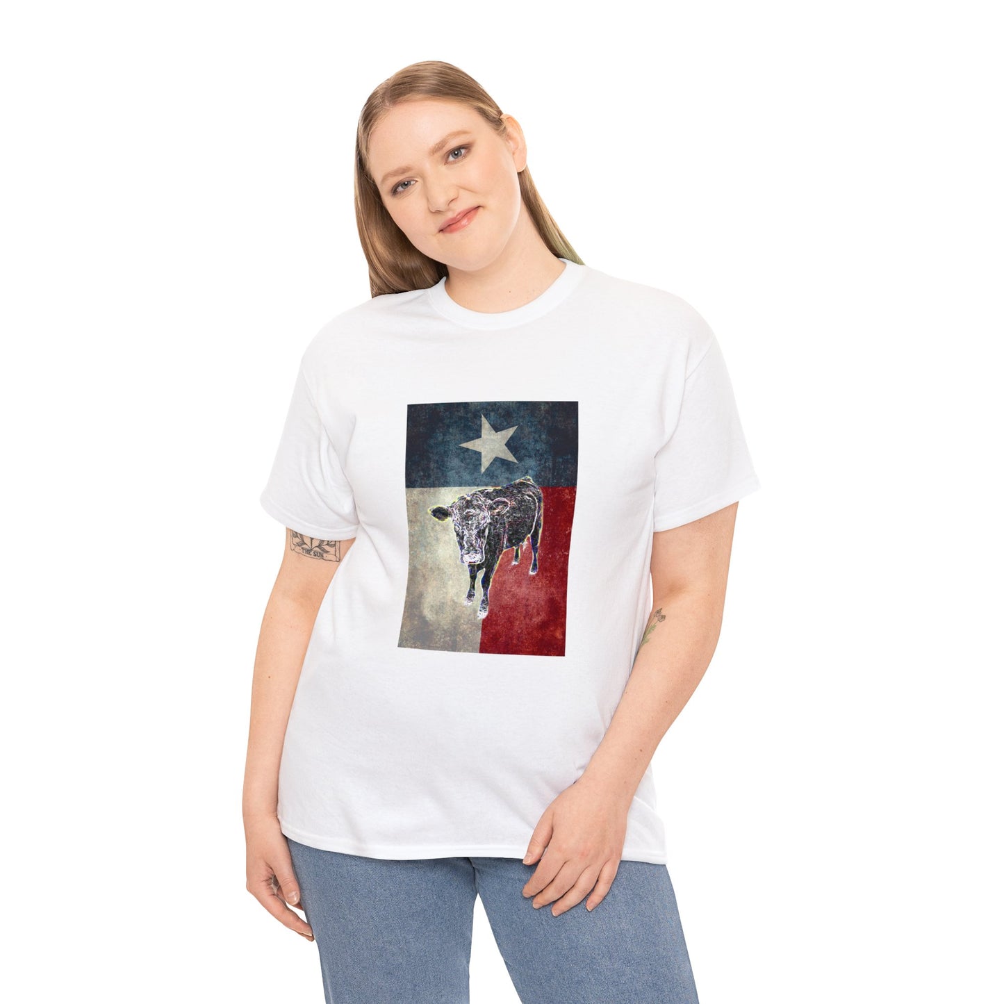 Vintage Retro Cow on the Farm Heavy Cotton Tee