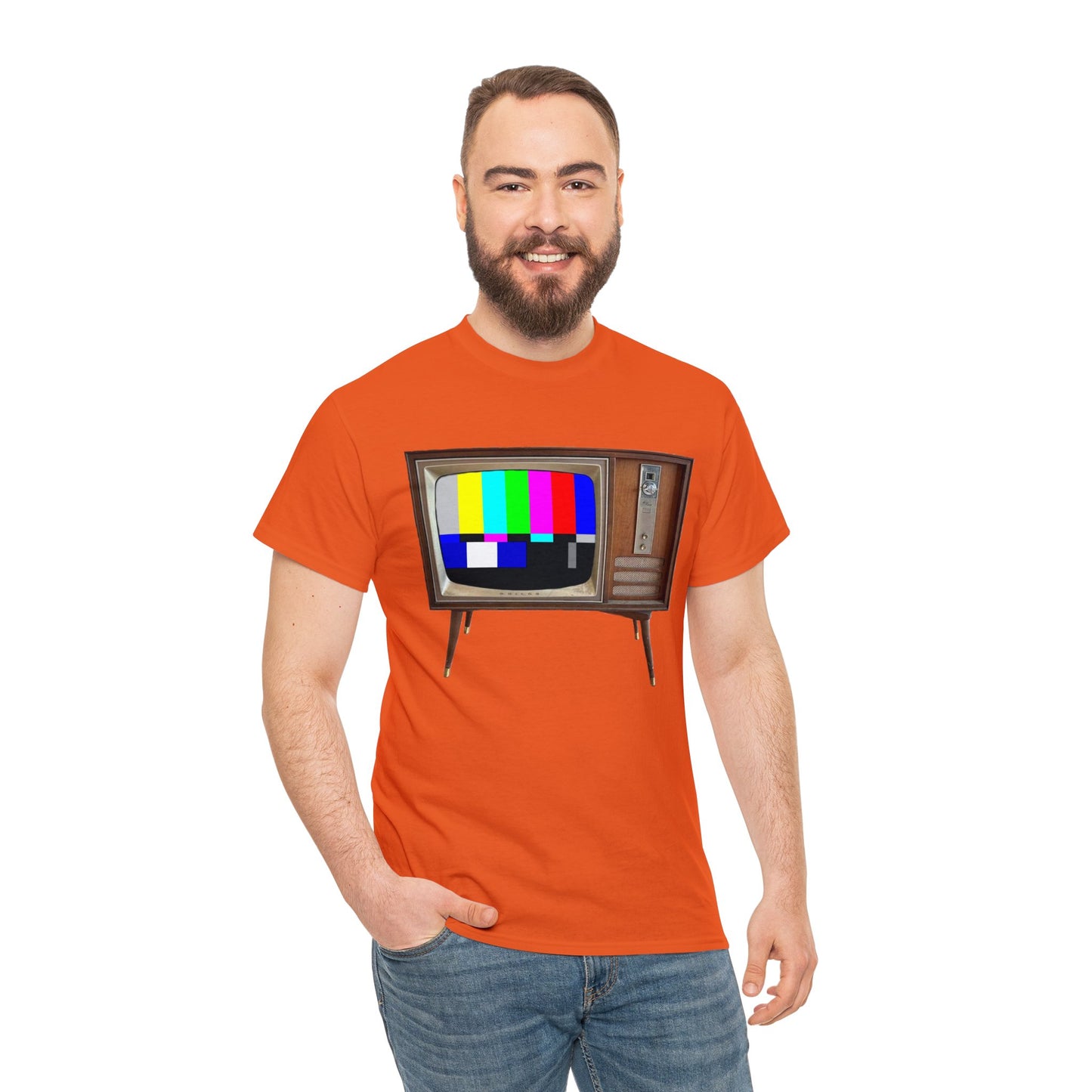 Vintage Television, Tube TV, Sign Off Screen, Old School, Vintage, Retro Heavy Cotton Tee
