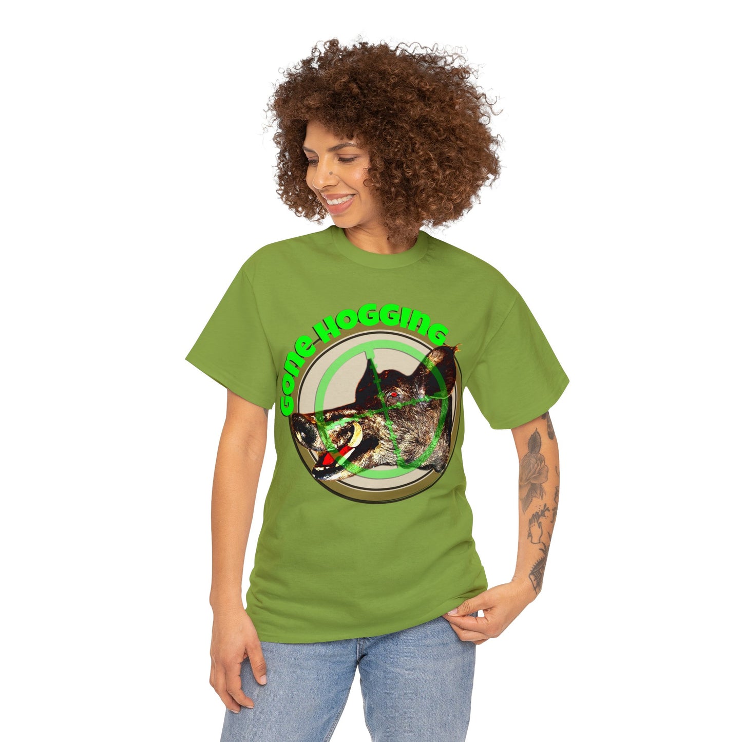 Wild Hog Hunter, Wild Hog, Hog Wild, Hog Boar Hunting Heavy Cotton Tee