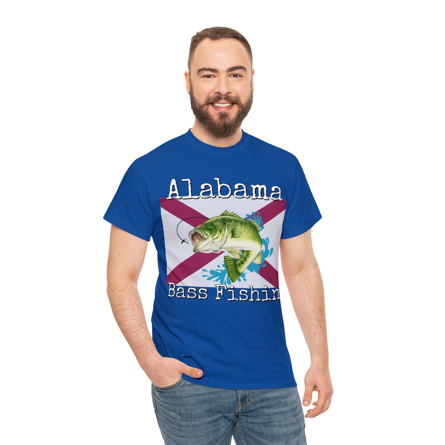 Vintage Retro Alabama Bass Fishing Heavy Cotton Tee