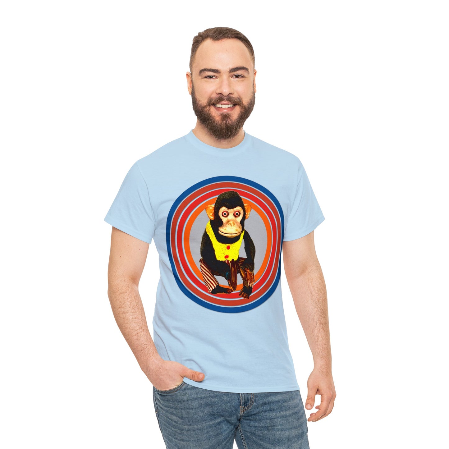 Cymbal Chimp Toy, Jolly Monkey With Cymbals Vintage Retro Heavy Cotton Tee