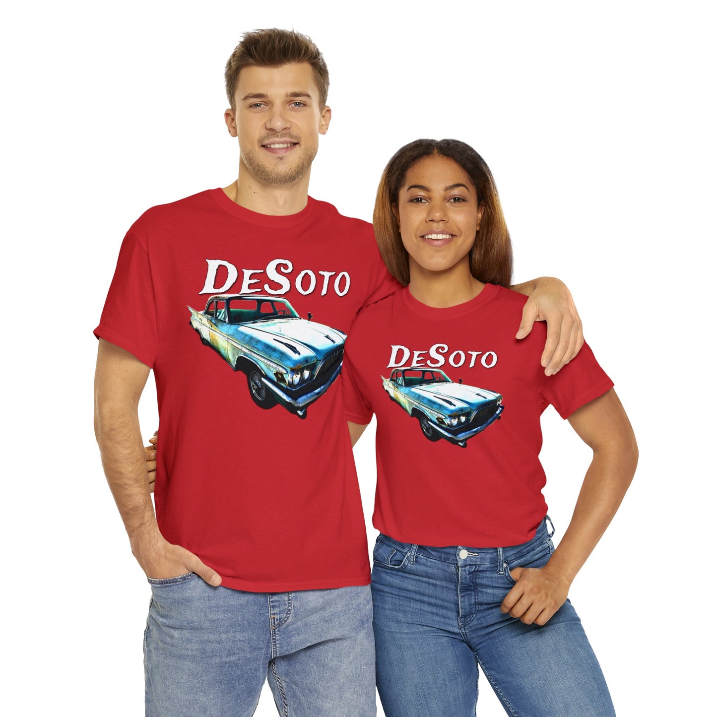 Vintage Desoto American Car, Vintage Antique Automobile Heavy Cotton Tee