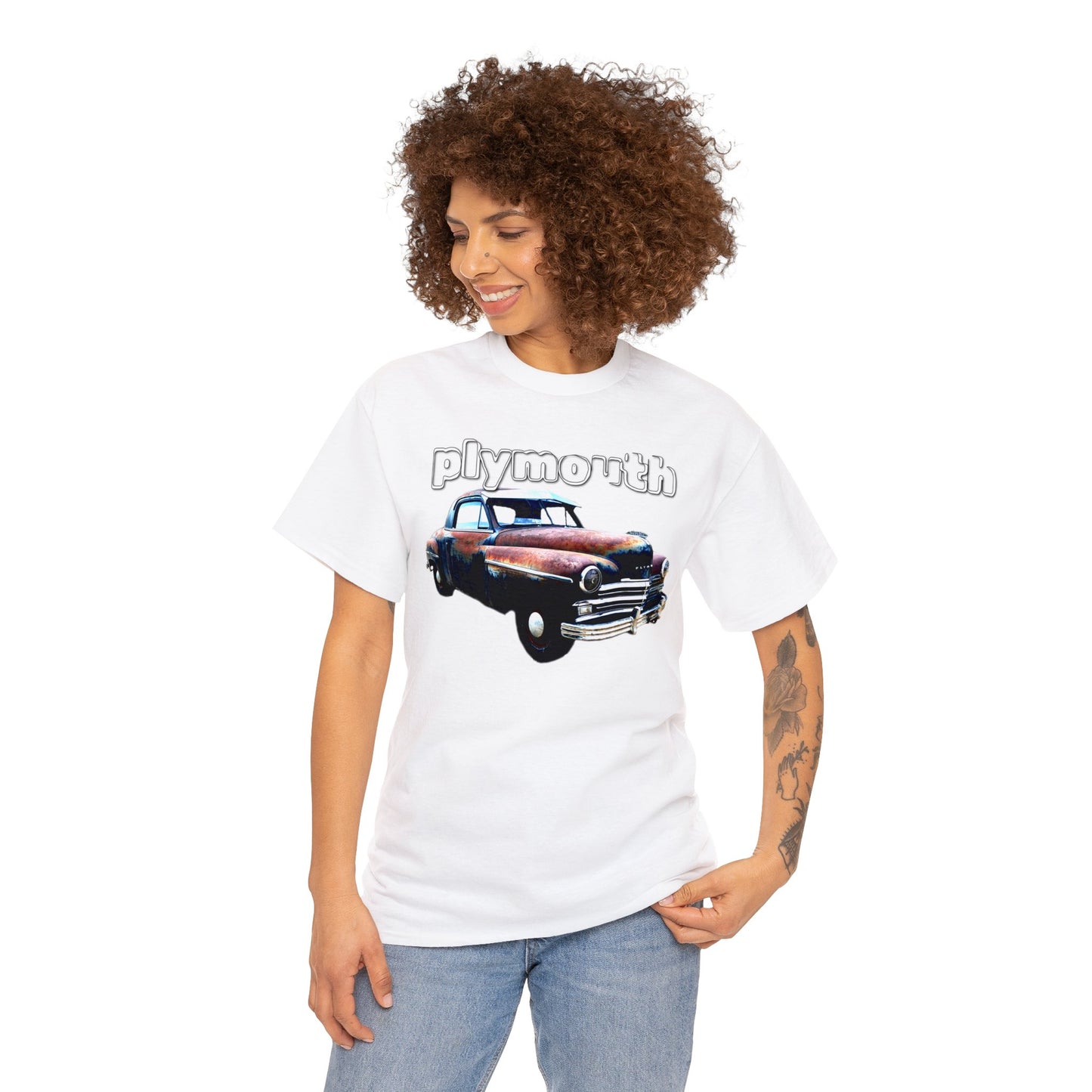 Plymouth Deluxe Business Coupe, Vintage Car, Retro American Automobile Heavy Cotton Tee