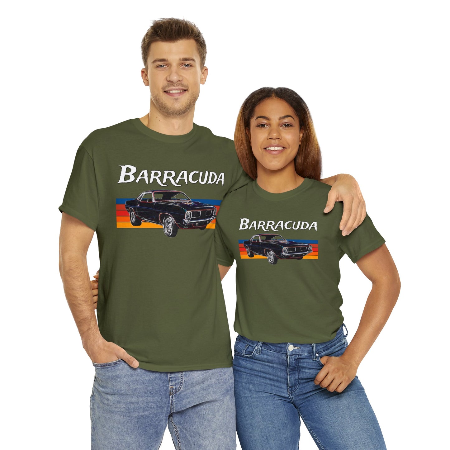 Barracuda Muscle Car, Cuda American Muscle Car, 1970s Car Heavy Cotton Tee