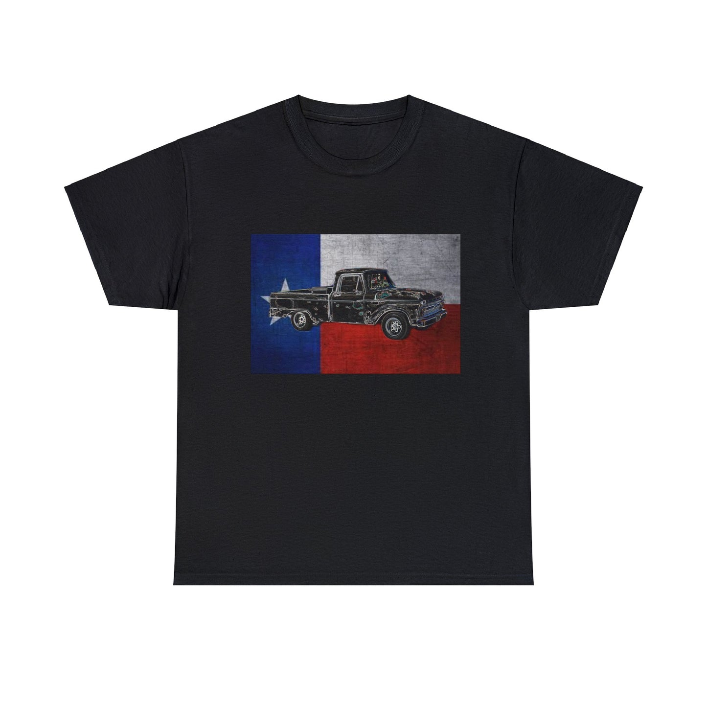 Vintage Texas Flag Pickup Truck Heavy Cotton Tee