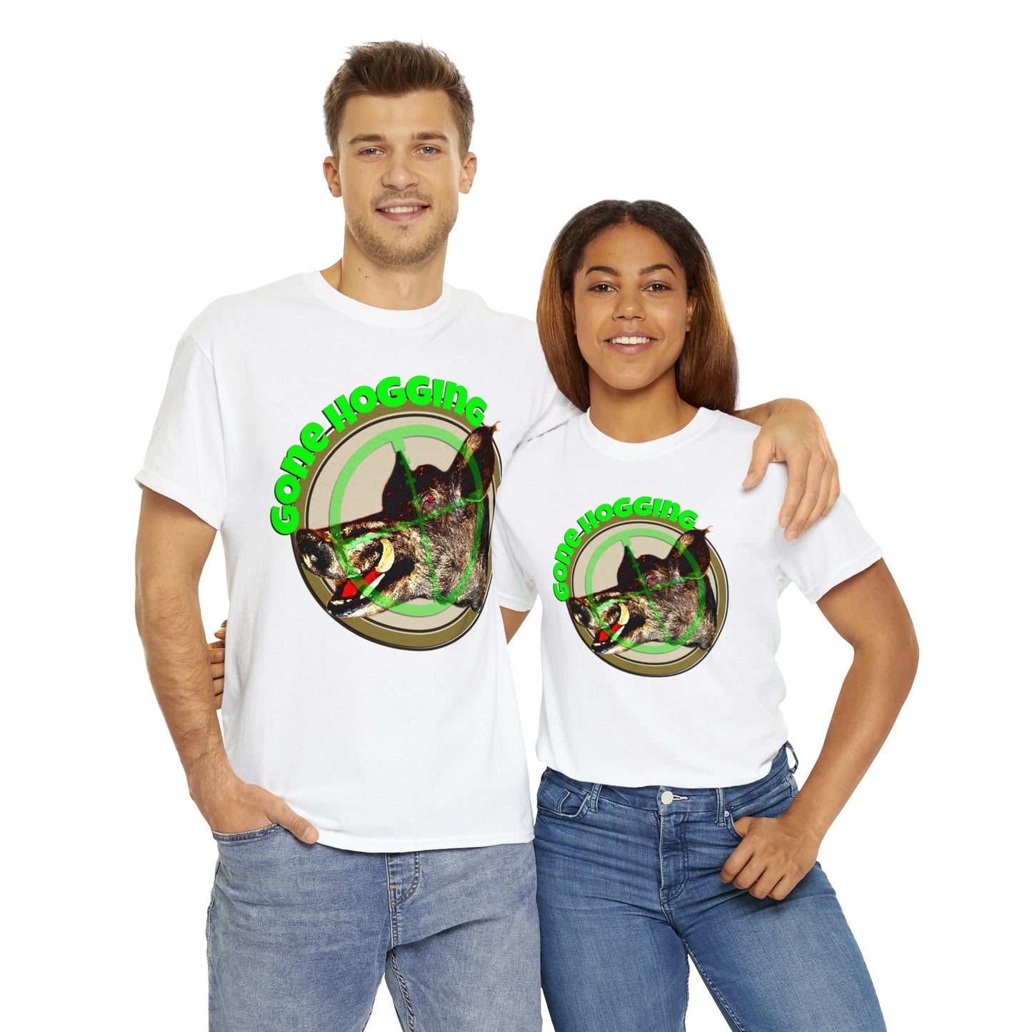 Wild Hog Hunter, Wild Hog, Hog Wild, Hog Boar Hunting Heavy Cotton Tee