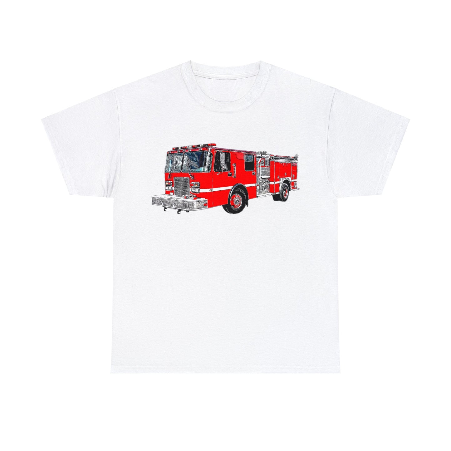 Fire Department, Fire Truck, Fire Department, Red Fire TruckHeavy Cotton Tee