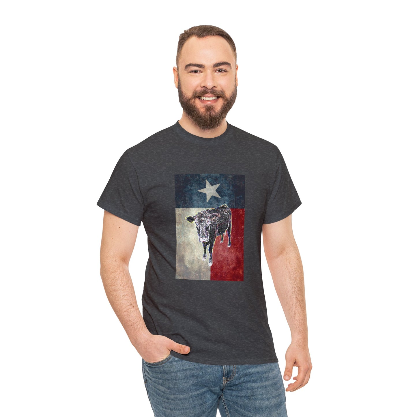Vintage Retro Cow on the Farm Heavy Cotton Tee