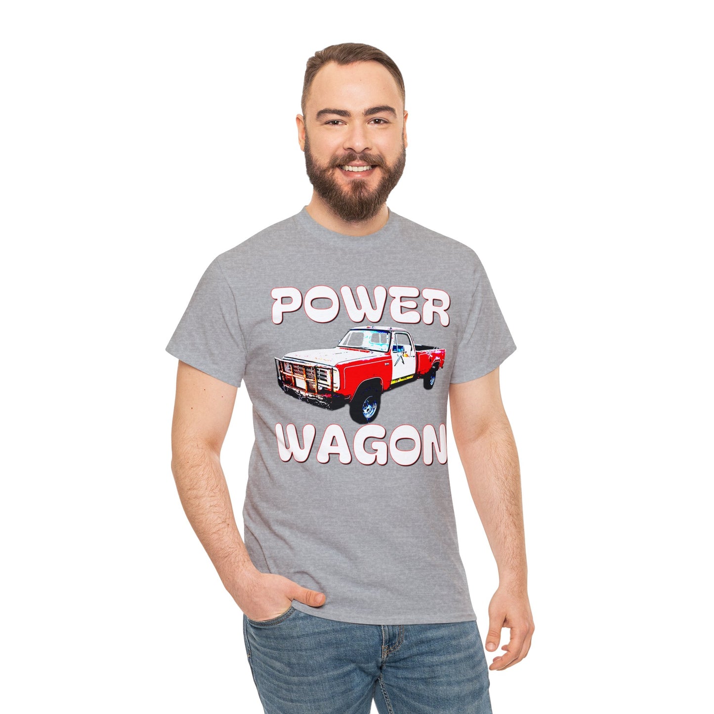 Power Wagon Pickup Truck, Vintage Pick Up Truck, Retro Truck Heavy Cotton Tee