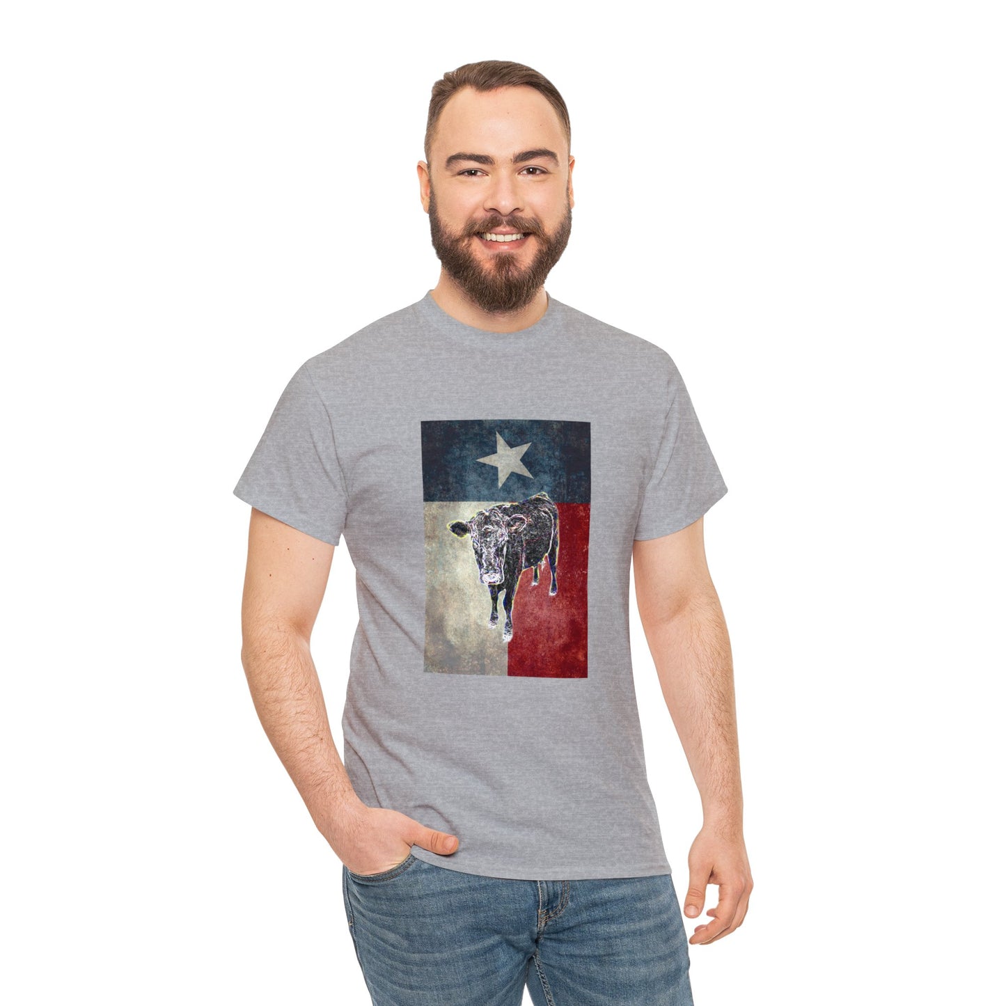 Vintage Retro Cow on the Farm Heavy Cotton Tee