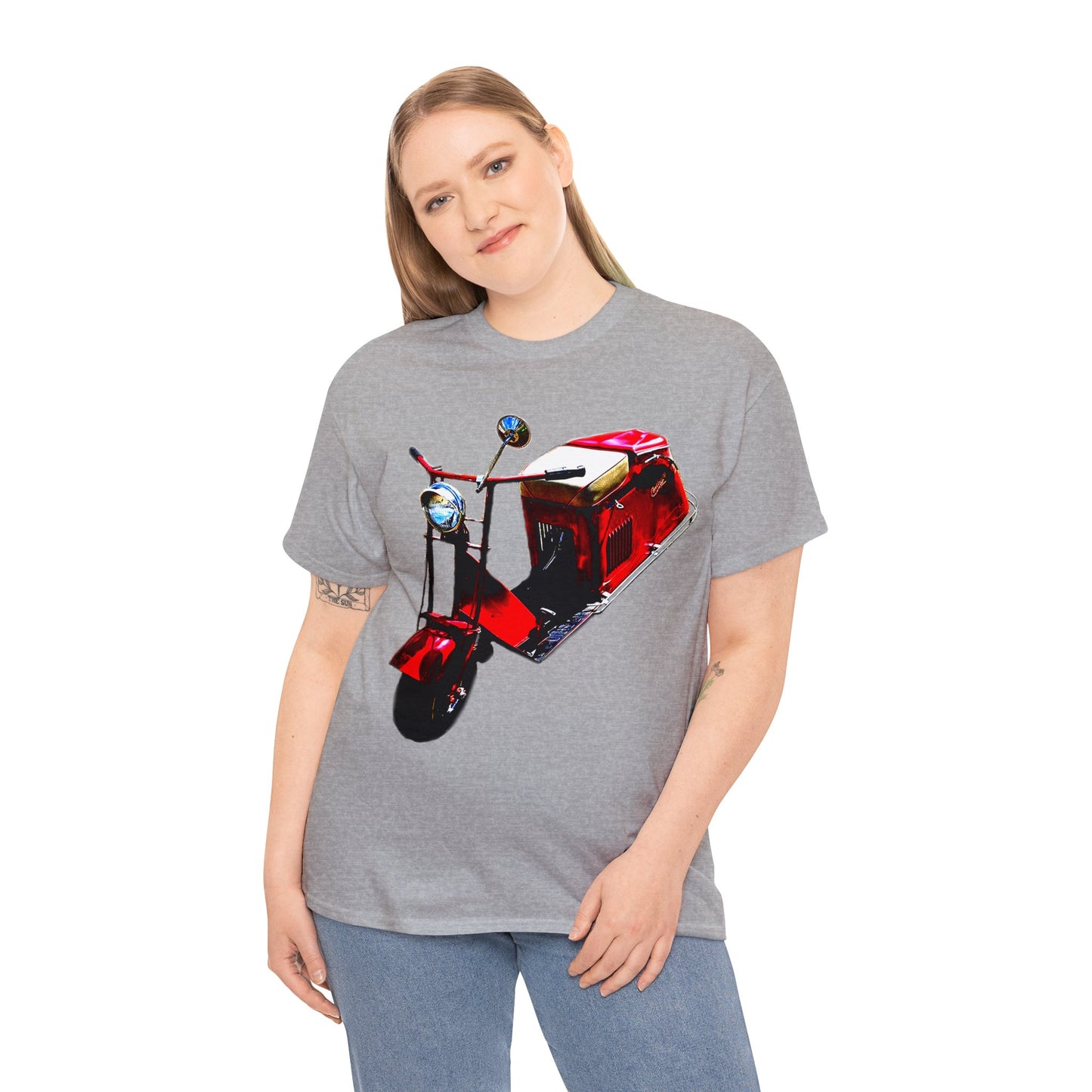 Vintage Scooter, 1940s Scooter, Red Scooter, Red Moped Heavy Cotton Tee