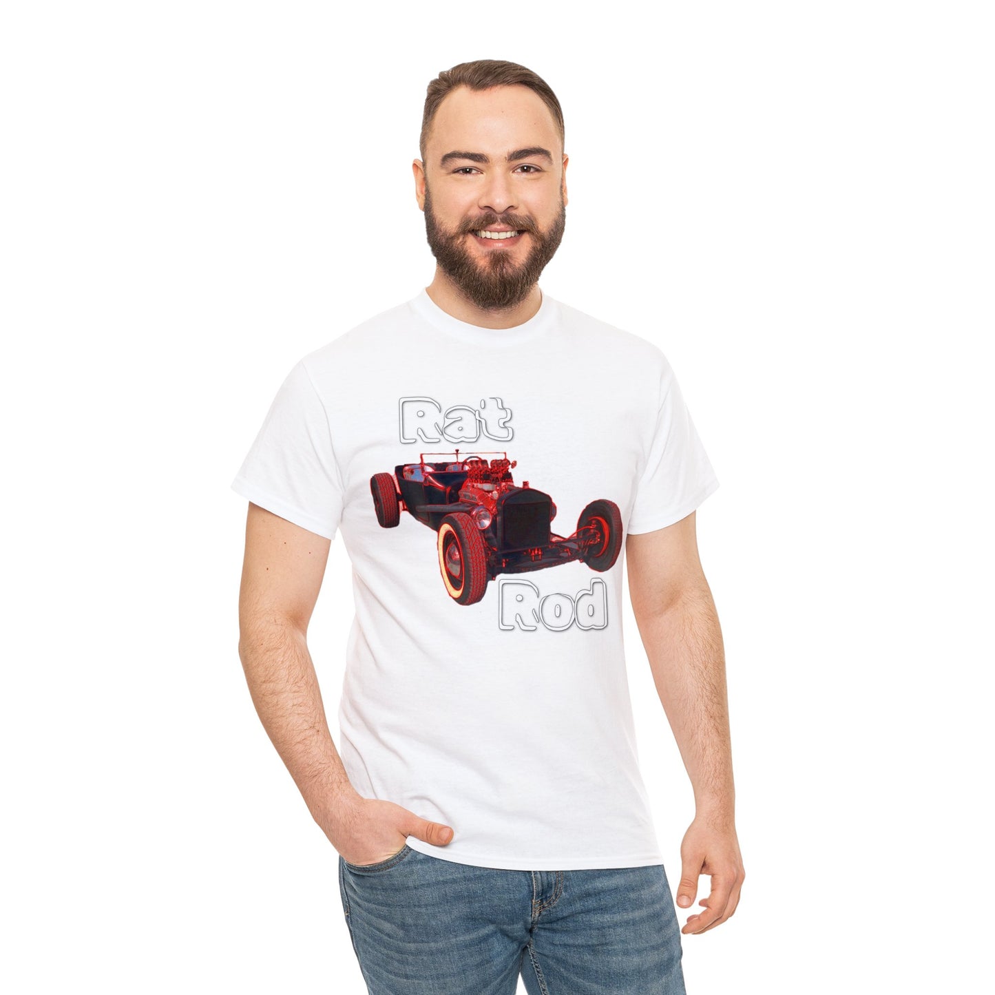 Hot Rod, Retro Rat Rod Car, Antique Automobile, Vintage Car, Rockabilly Heavy Cotton Tee