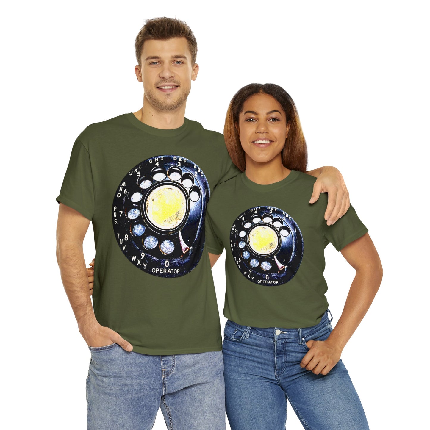 Vintage Retro Rotary Antique Telephone Phone Heavy Cotton Tee