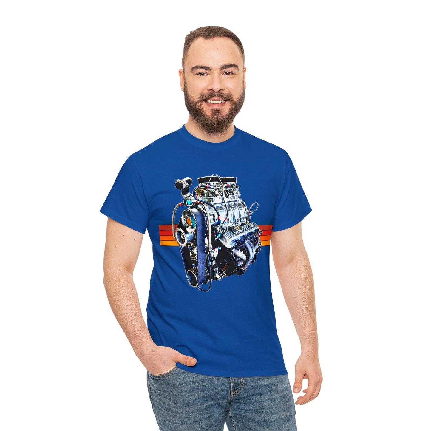 350 Small Block Engine, American Muscle Car Engine Heavy Cotton Tee