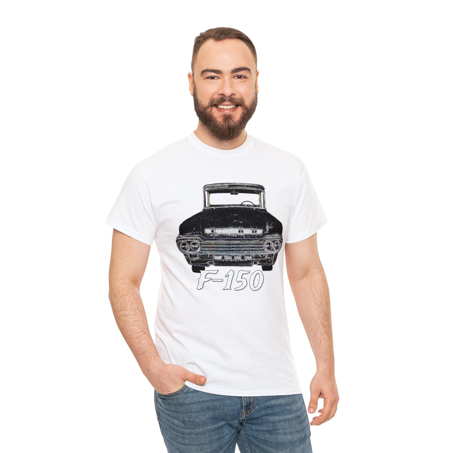 F 150 Truck, Vintage Pickup Truck, Retro Country Pick Up Truck Heavy Cotton Tee