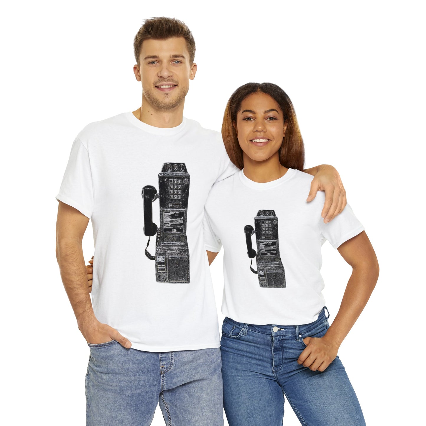 Vintage Retro Pay Phone Antique Telephone Phone Heavy Cotton Tee