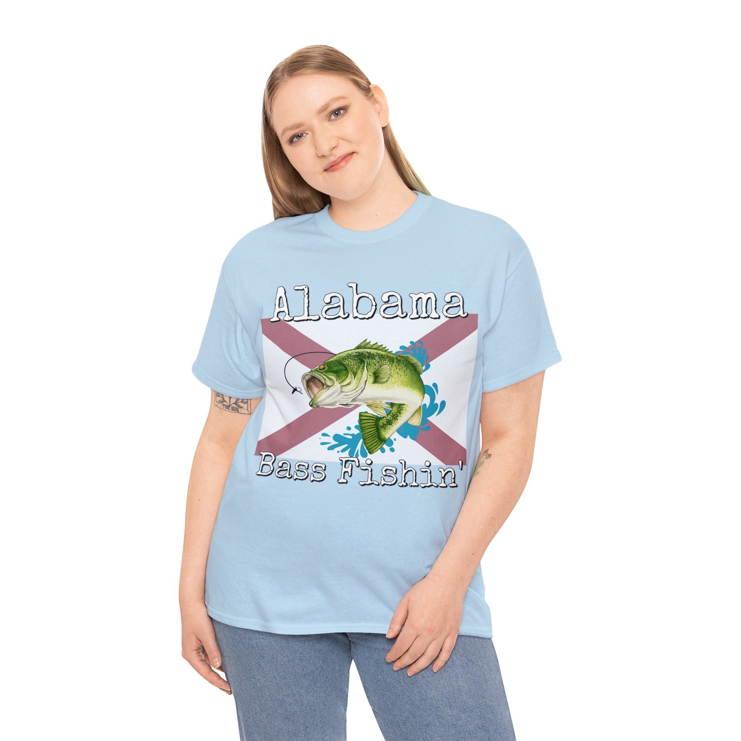 Vintage Retro Alabama Bass Fishing Heavy Cotton Tee