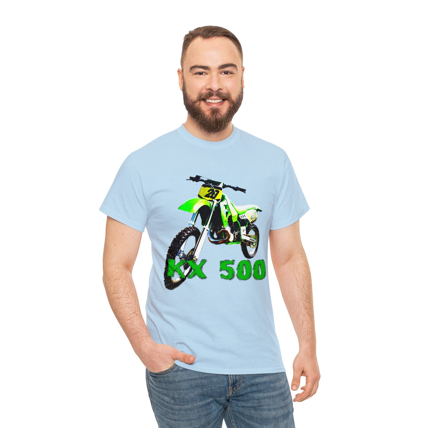 KX 500 Motocross, Vintage Dirt Bike, Green Dirt Bike, Motocross Heavy Cotton Tee