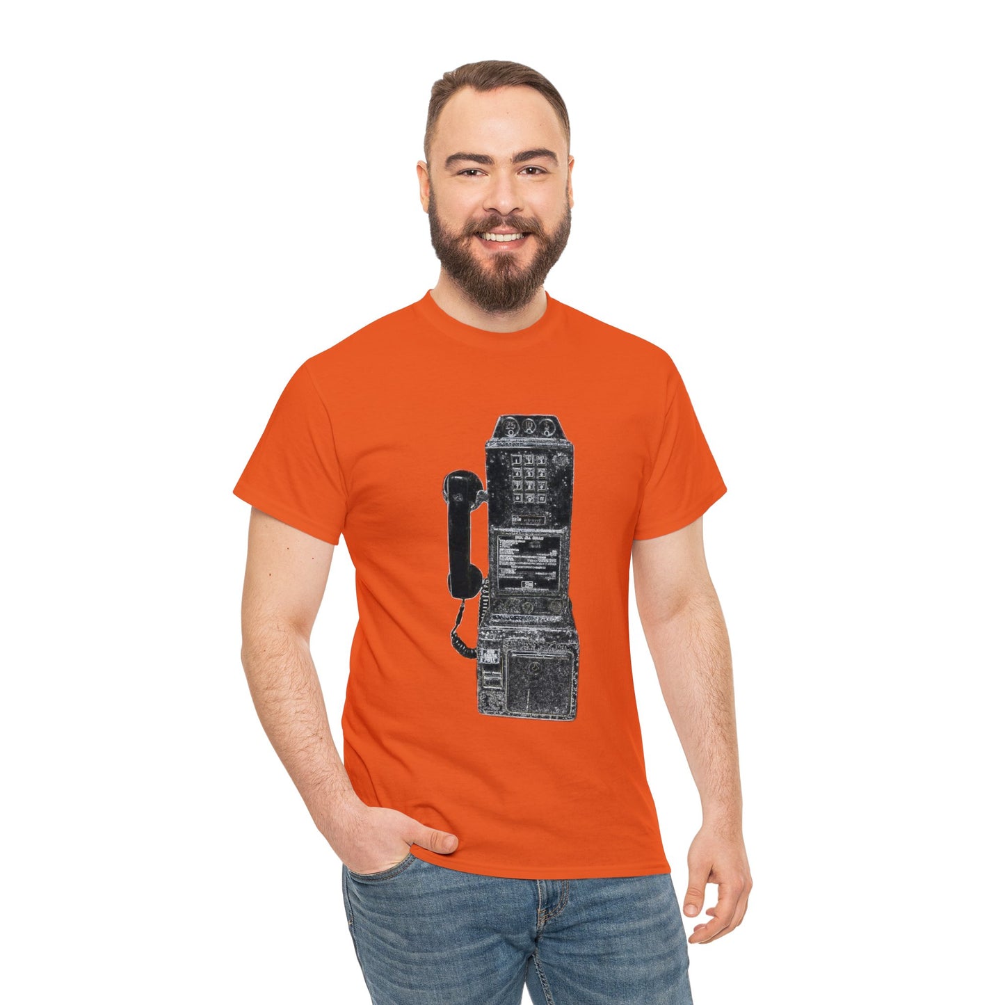 Vintage Retro Pay Phone Antique Telephone Phone Heavy Cotton Tee