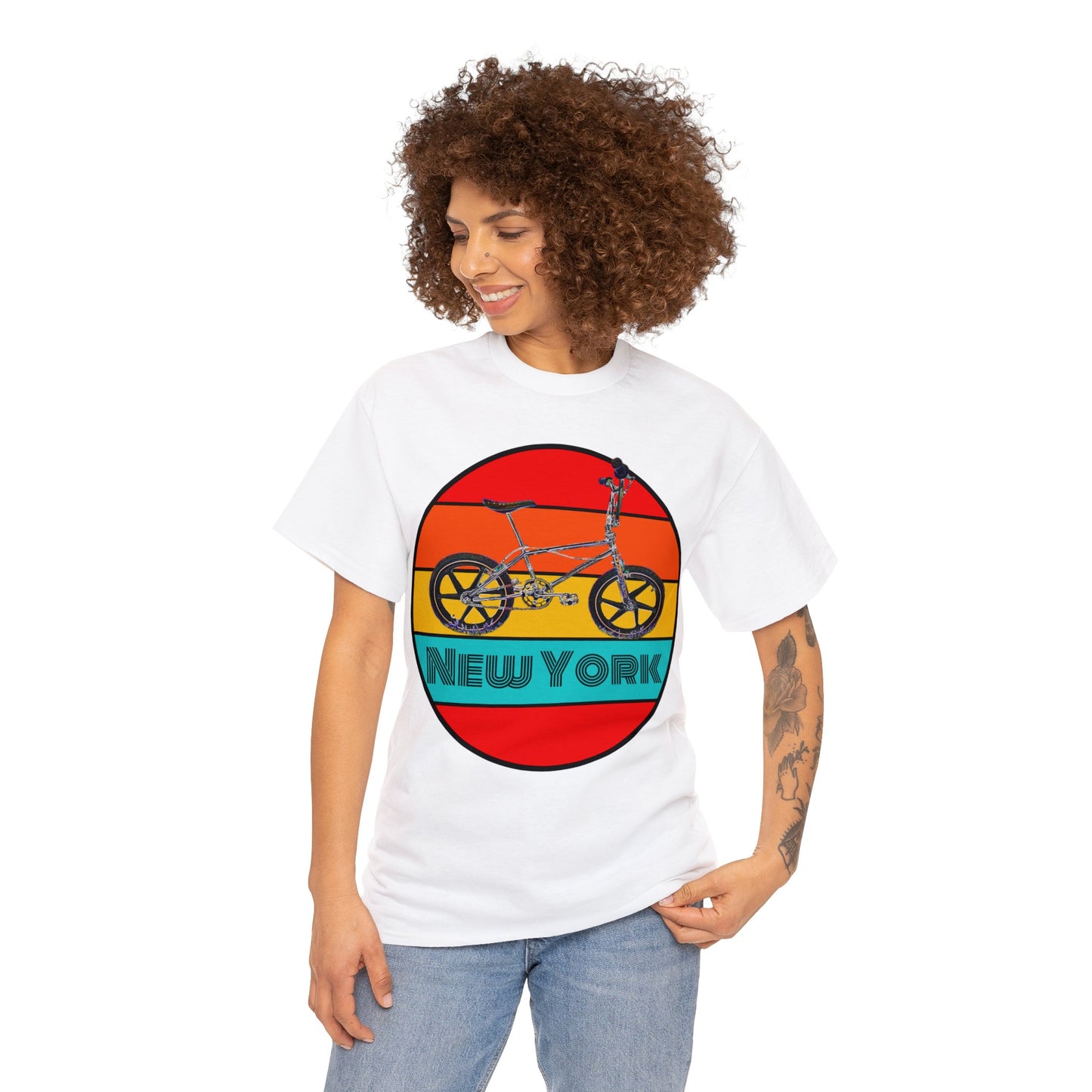 New York City BMX Bike, Cool Old School BMX Bicycle, Dirt Bike Vintage Retro Heavy Cotton Tee