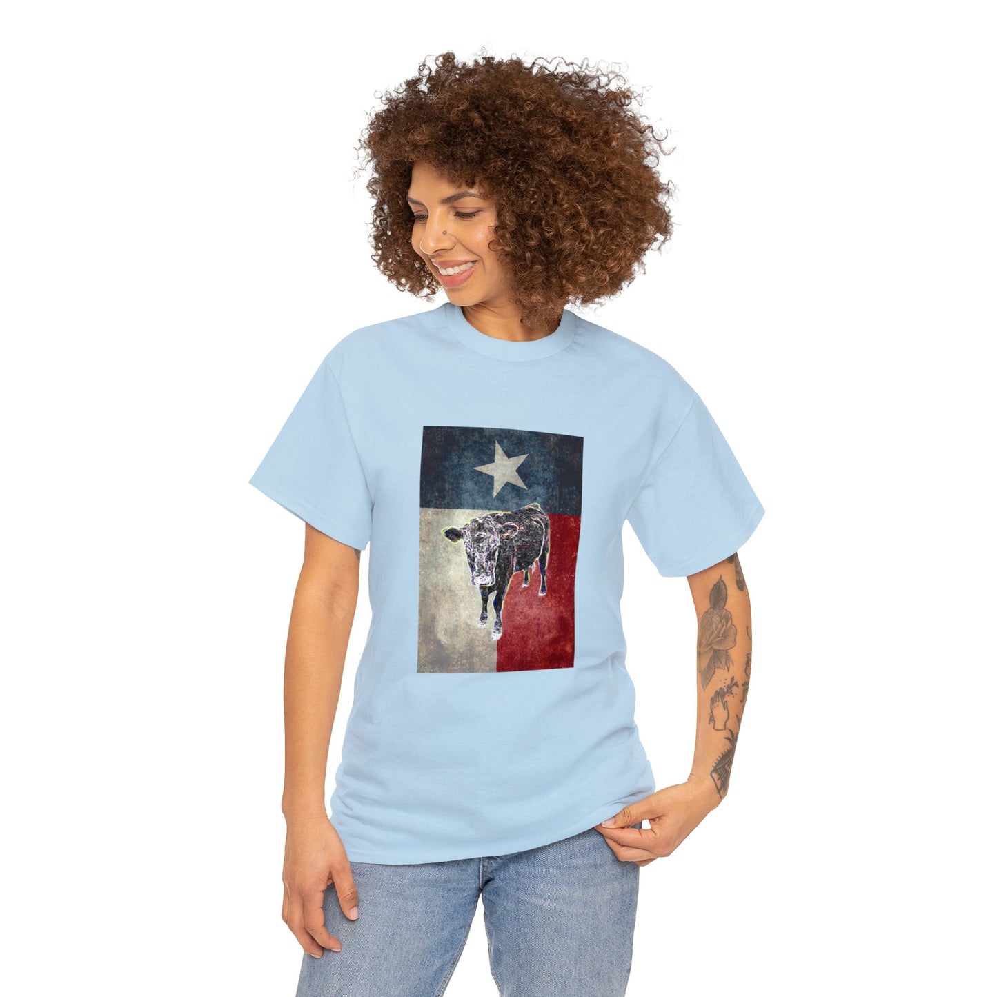Vintage Retro Cow on the Farm Heavy Cotton Tee